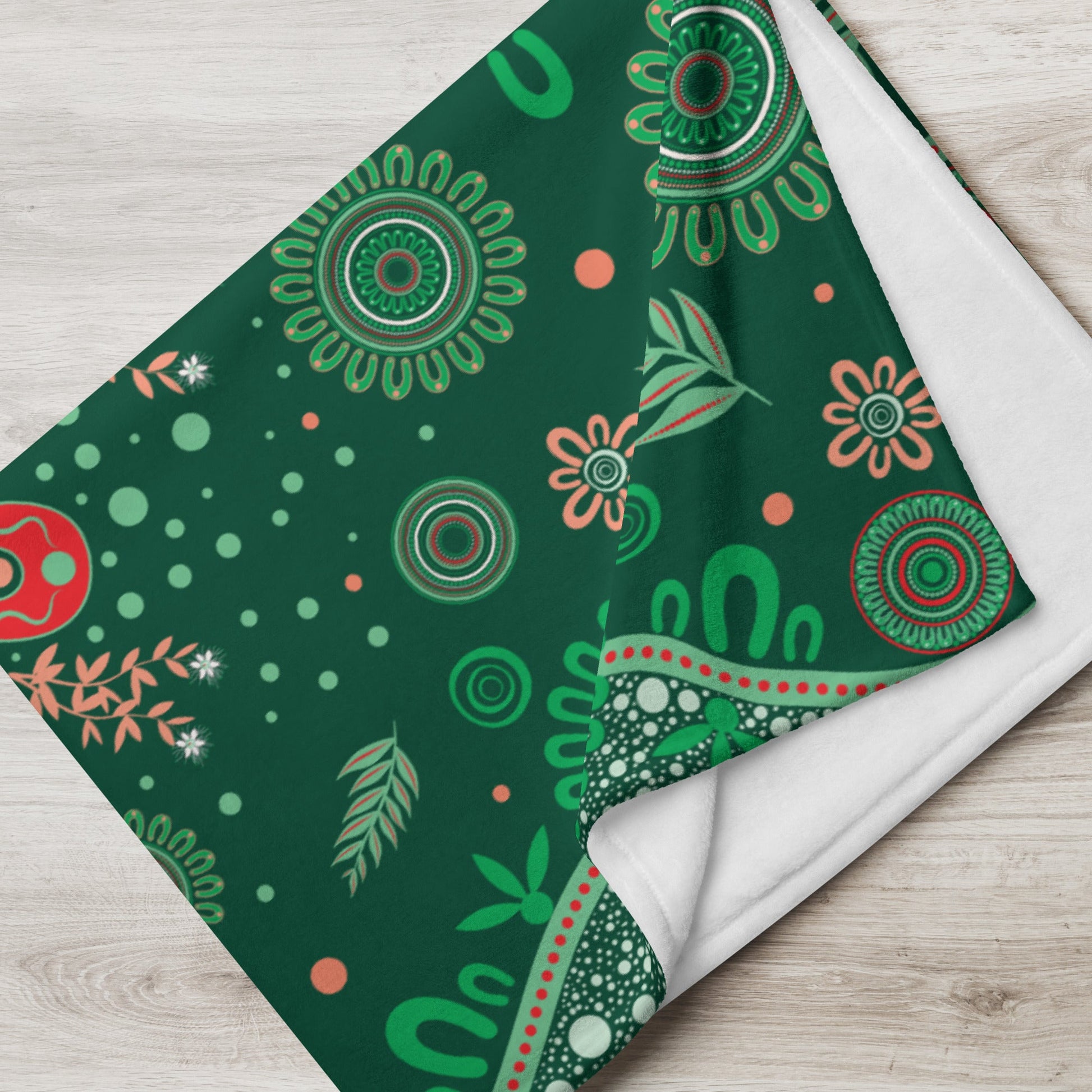 Christmas Throw Blanket - Green - Aboriginal Art by Lani