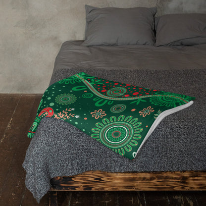 Christmas Throw Blanket - Green - Aboriginal Art by Lani