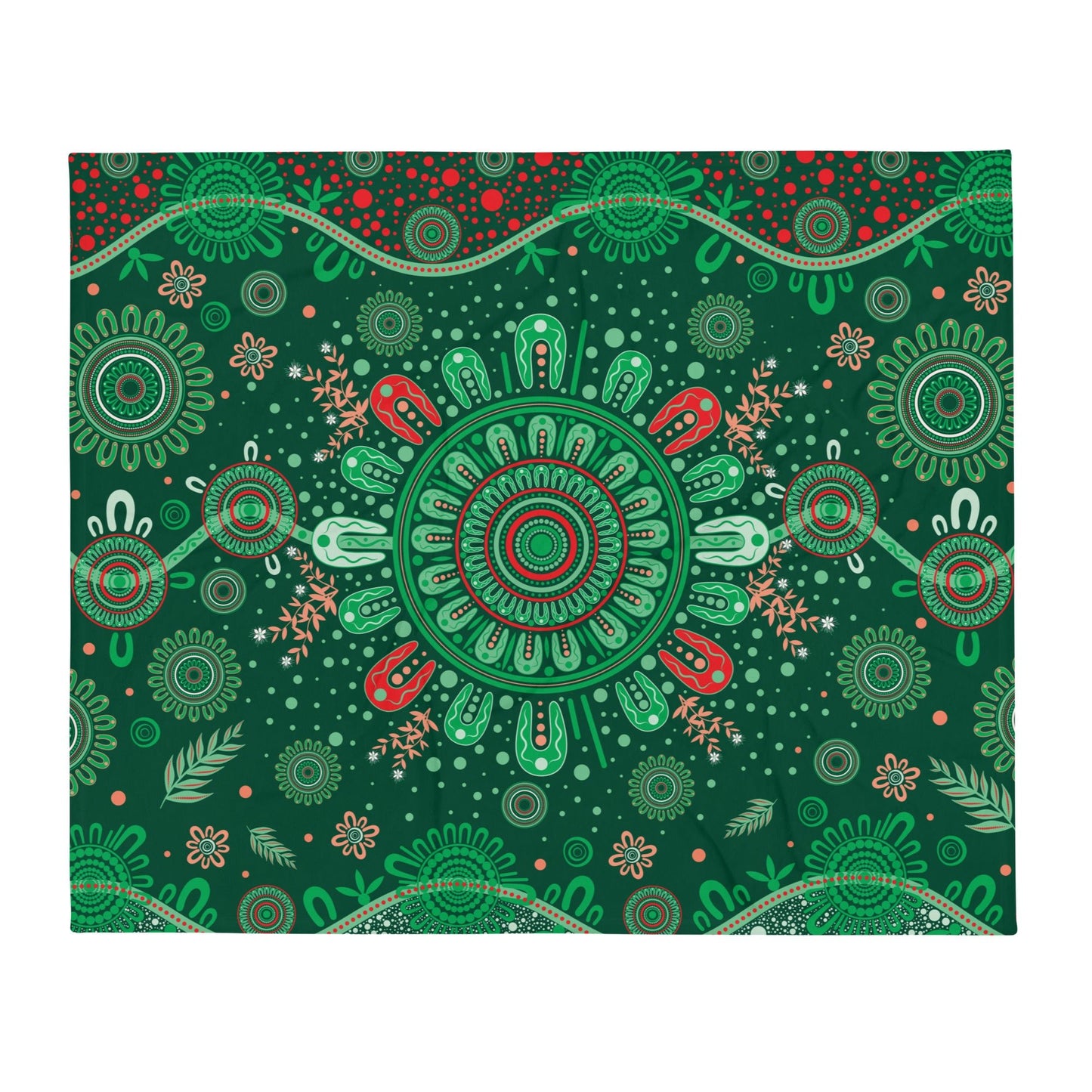 Christmas Throw Blanket - Green - Aboriginal Art by Lani
