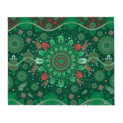 Christmas Throw Blanket - Green - Aboriginal Art by Lani