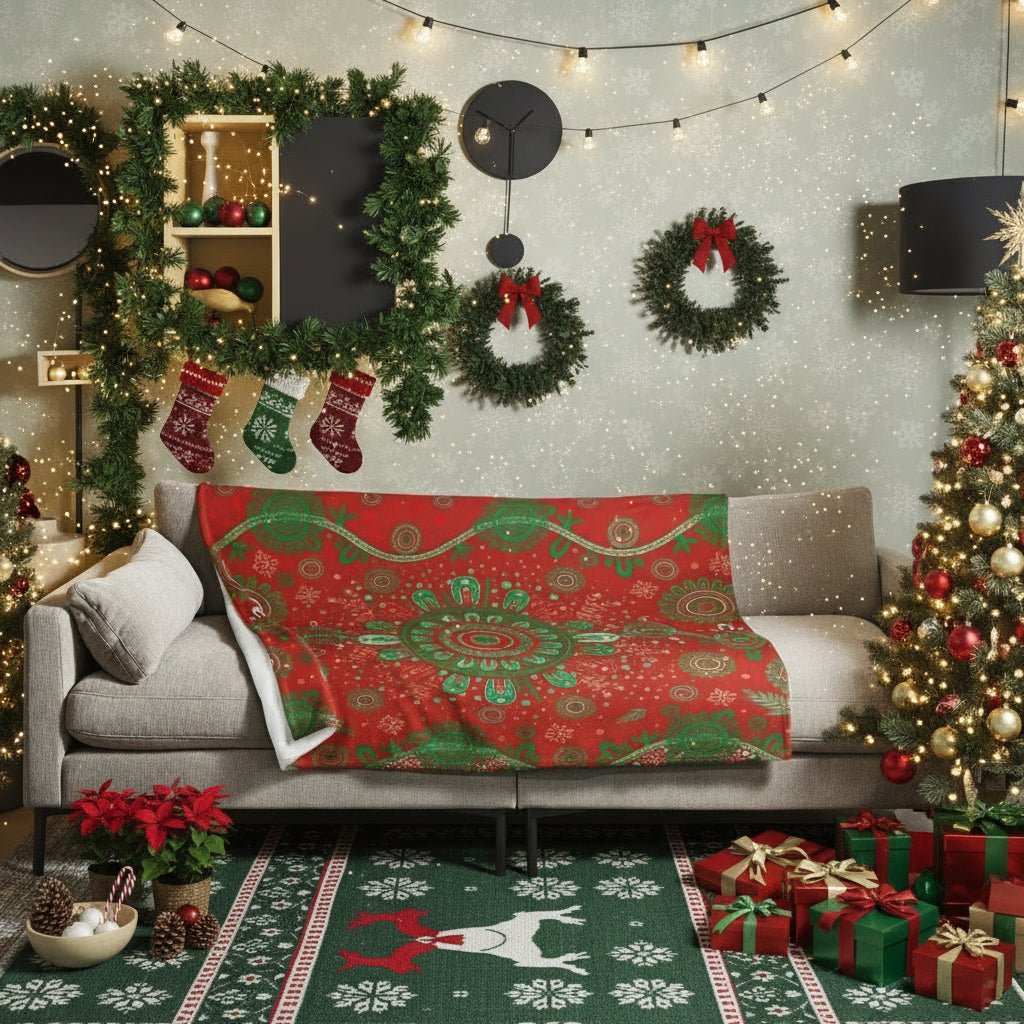 Christmas Throw Blanket - Red - Aboriginal Art by Lani