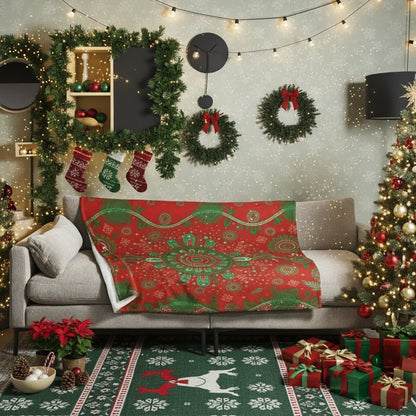 Christmas Throw Blanket - Red - Aboriginal Art by Lani