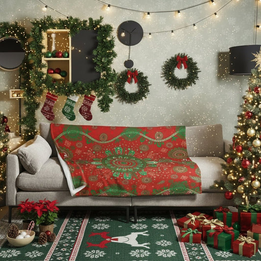 Christmas Throw Blanket - Red - Aboriginal Art by Lani