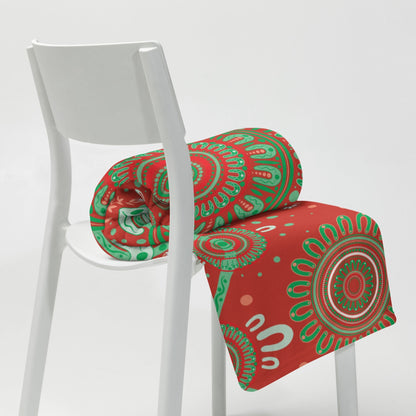 Christmas Throw Blanket - Red - Aboriginal Art by Lani