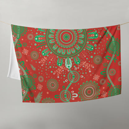 Christmas Throw Blanket - Red - Aboriginal Art by Lani