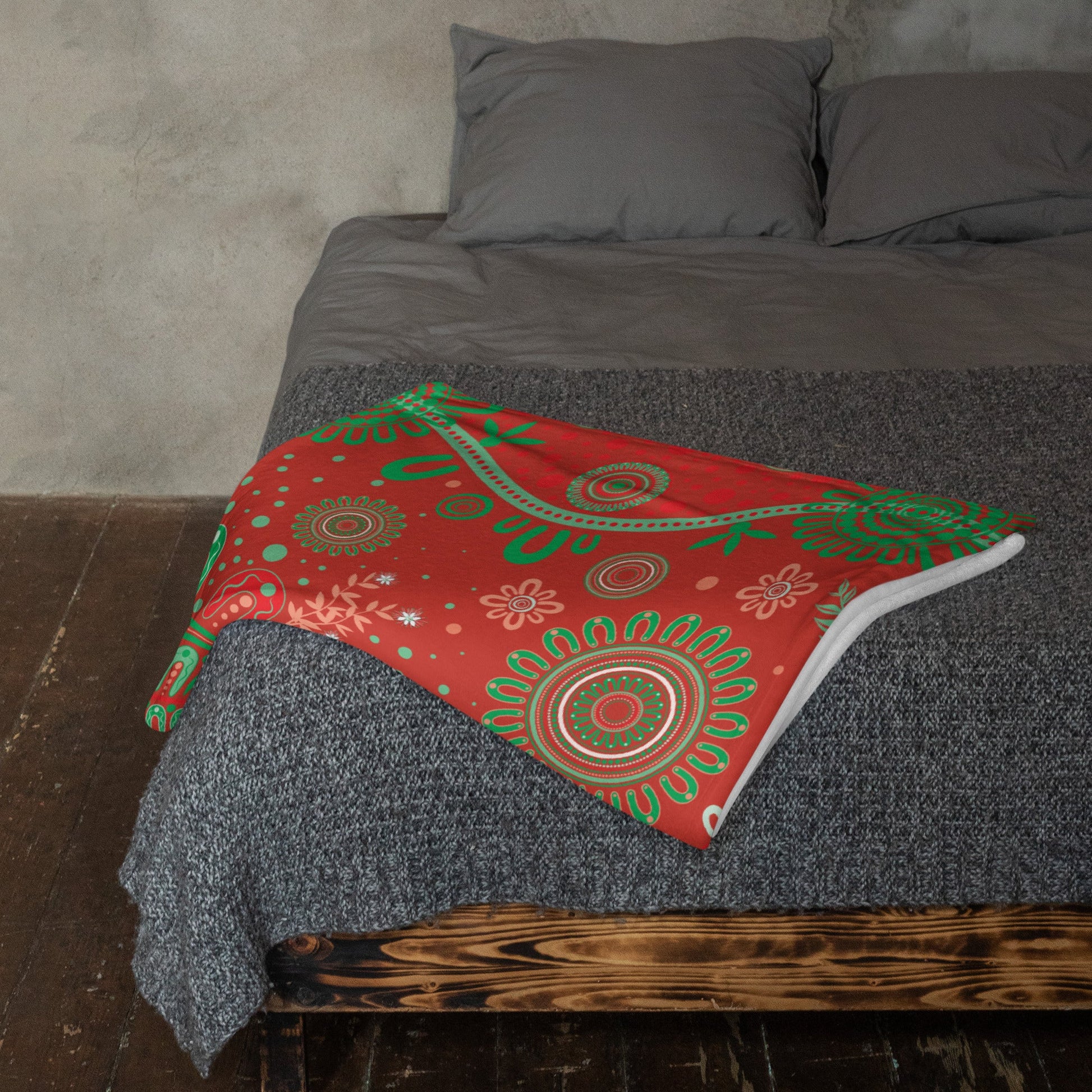 Christmas Throw Blanket - Red - Aboriginal Art by Lani