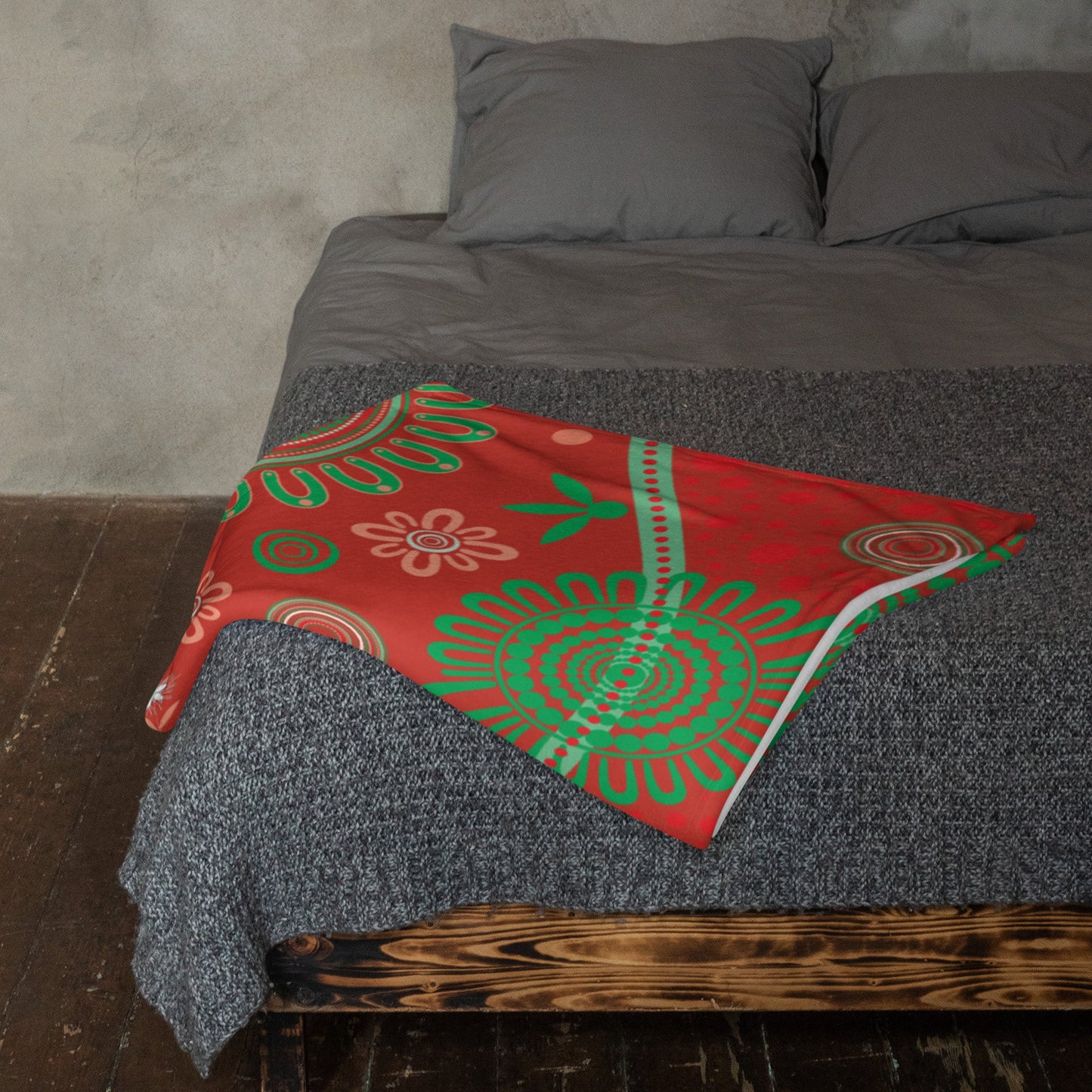 Christmas Throw Blanket - Red - Aboriginal Art by Lani