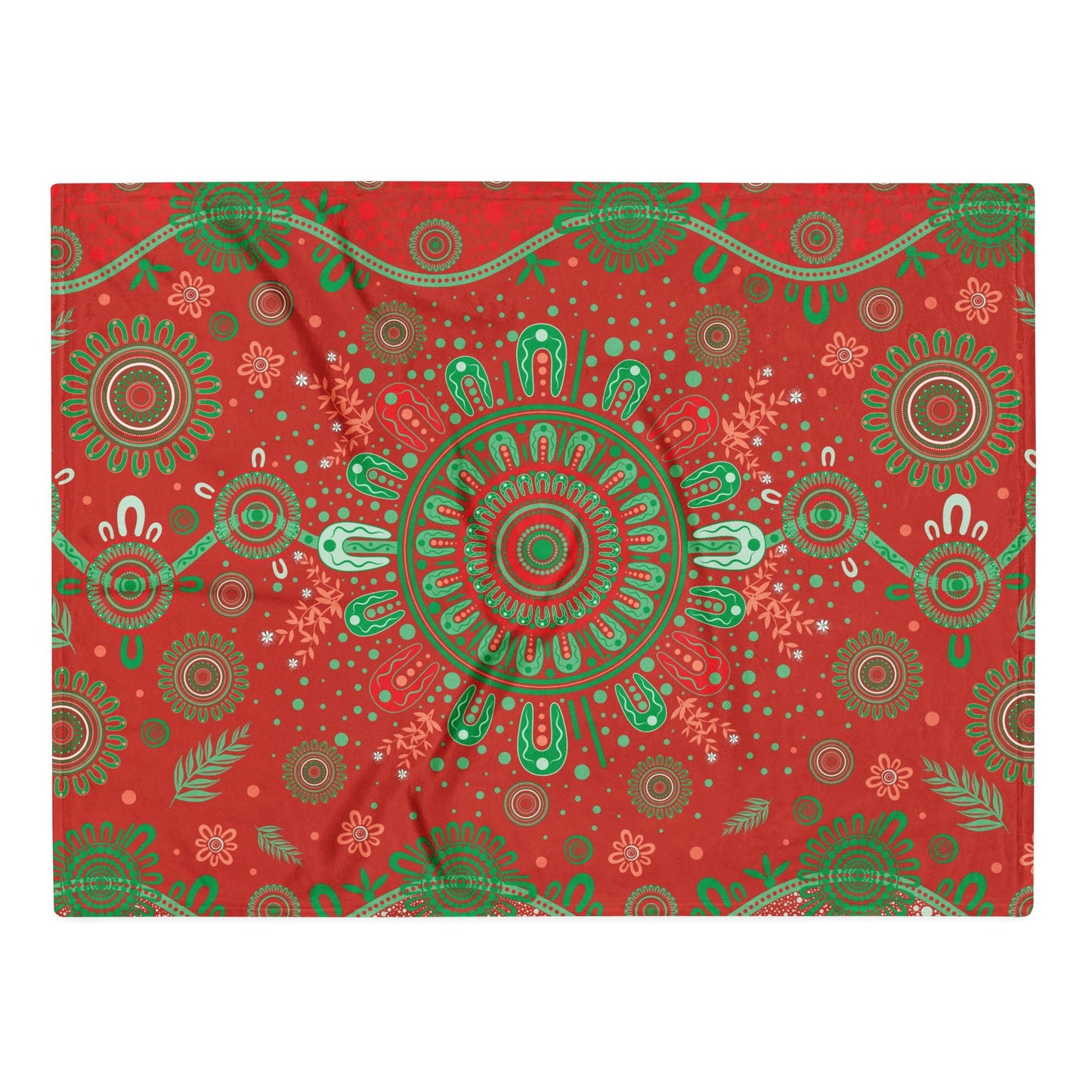 Christmas Throw Blanket - Red - Aboriginal Art by Lani