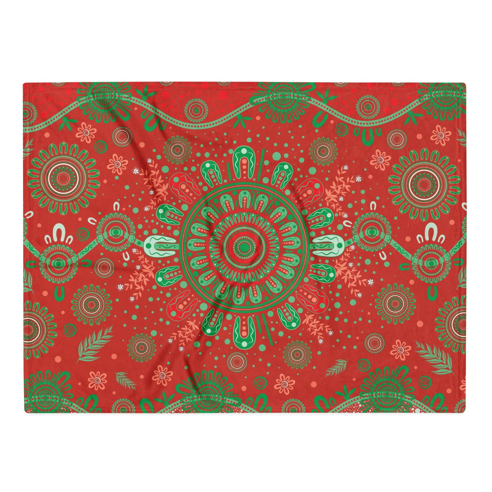 Christmas Throw Blanket - Red - Aboriginal Art by Lani