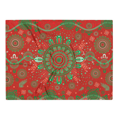 Christmas Throw Blanket - Red - Aboriginal Art by Lani