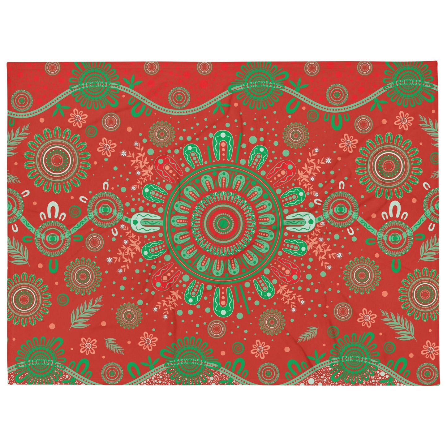 Christmas Throw Blanket - Red - Aboriginal Art by Lani