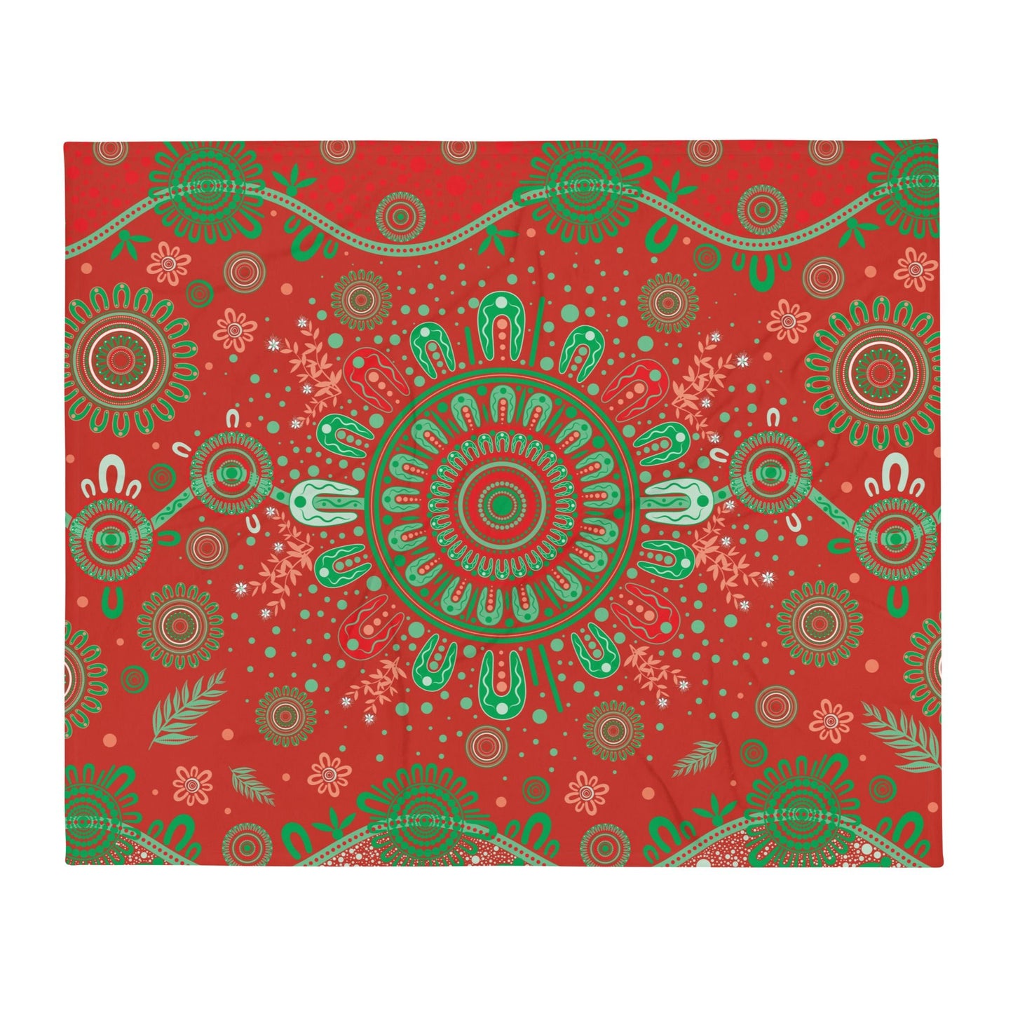 Christmas Throw Blanket - Red - Aboriginal Art by Lani