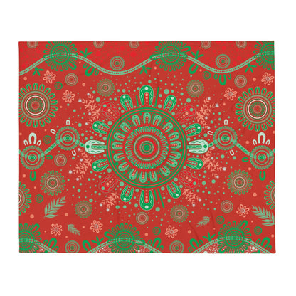 Christmas Throw Blanket - Red - Aboriginal Art by Lani
