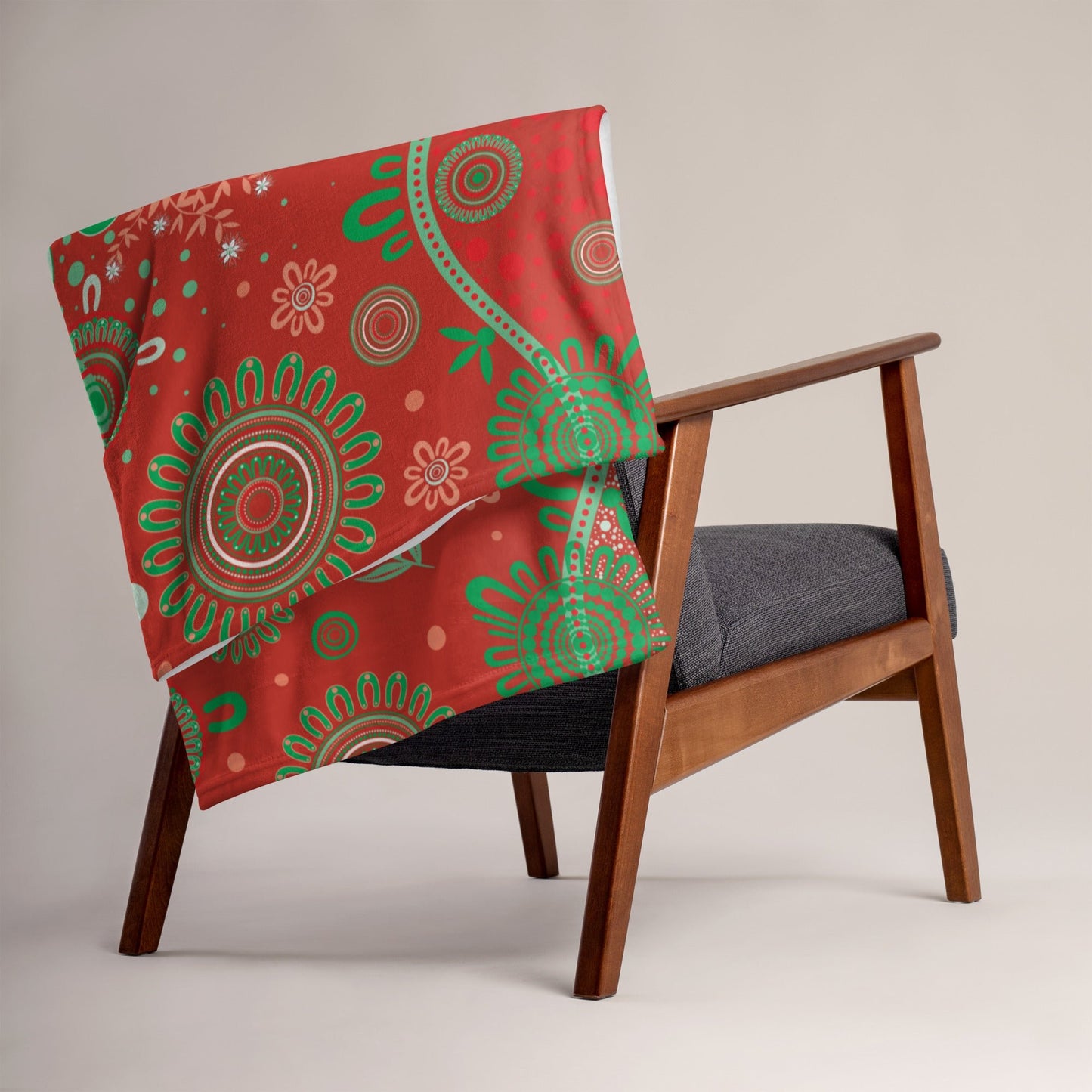 Christmas Throw Blanket - Red - Aboriginal Art by Lani