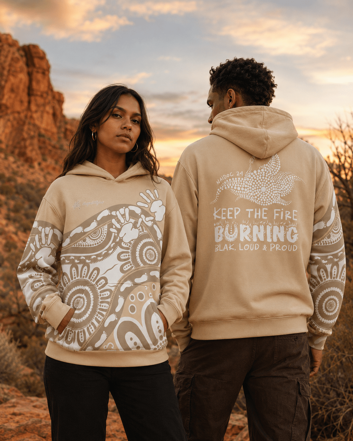 Gathering and Pathways NAIDOC 2024 Oversized Cotton Hoodie - Aboriginal Art by Lani