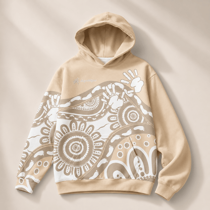 Gathering and Pathways NAIDOC 2024 Oversized Cotton Hoodie - Aboriginal Art by Lani