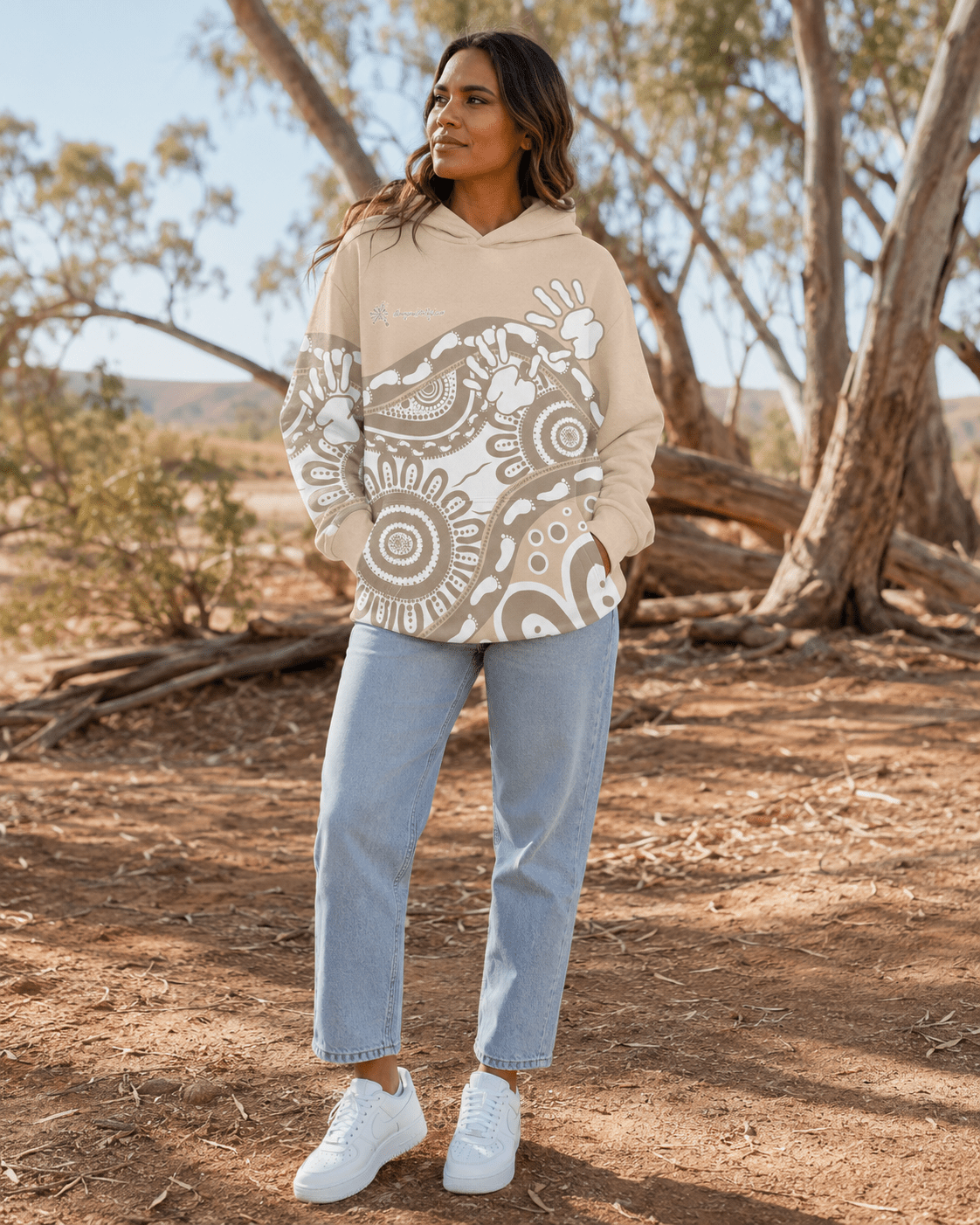 Gathering and Pathways NAIDOC 2024 Oversized Cotton Hoodie - Aboriginal Art by Lani