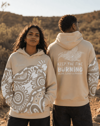 Gathering and Pathways NAIDOC 2024 Oversized Cotton Hoodie - Aboriginal Art by Lani