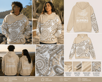 Gathering and Pathways NAIDOC 2024 Oversized Cotton Hoodie - Aboriginal Art by Lani