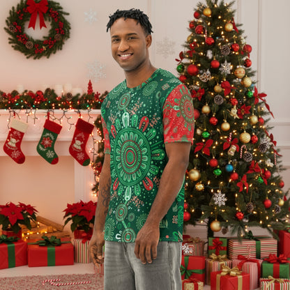 Men’s Christmas Cotton Crew Neck T-Shirt - Aboriginal Art by Lani