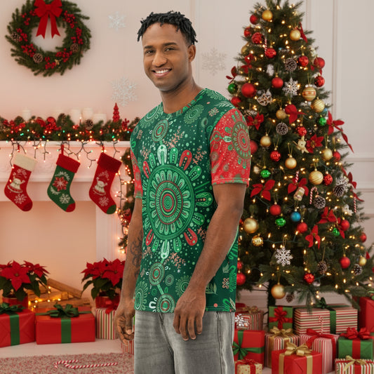 Men’s Christmas Cotton Crew Neck T-Shirt - Aboriginal Art by Lani