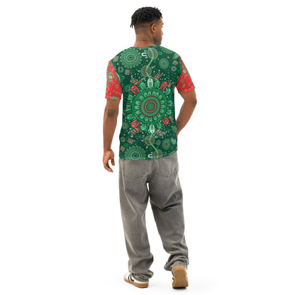 Men’s Christmas Cotton Crew Neck T-Shirt - Aboriginal Art by Lani