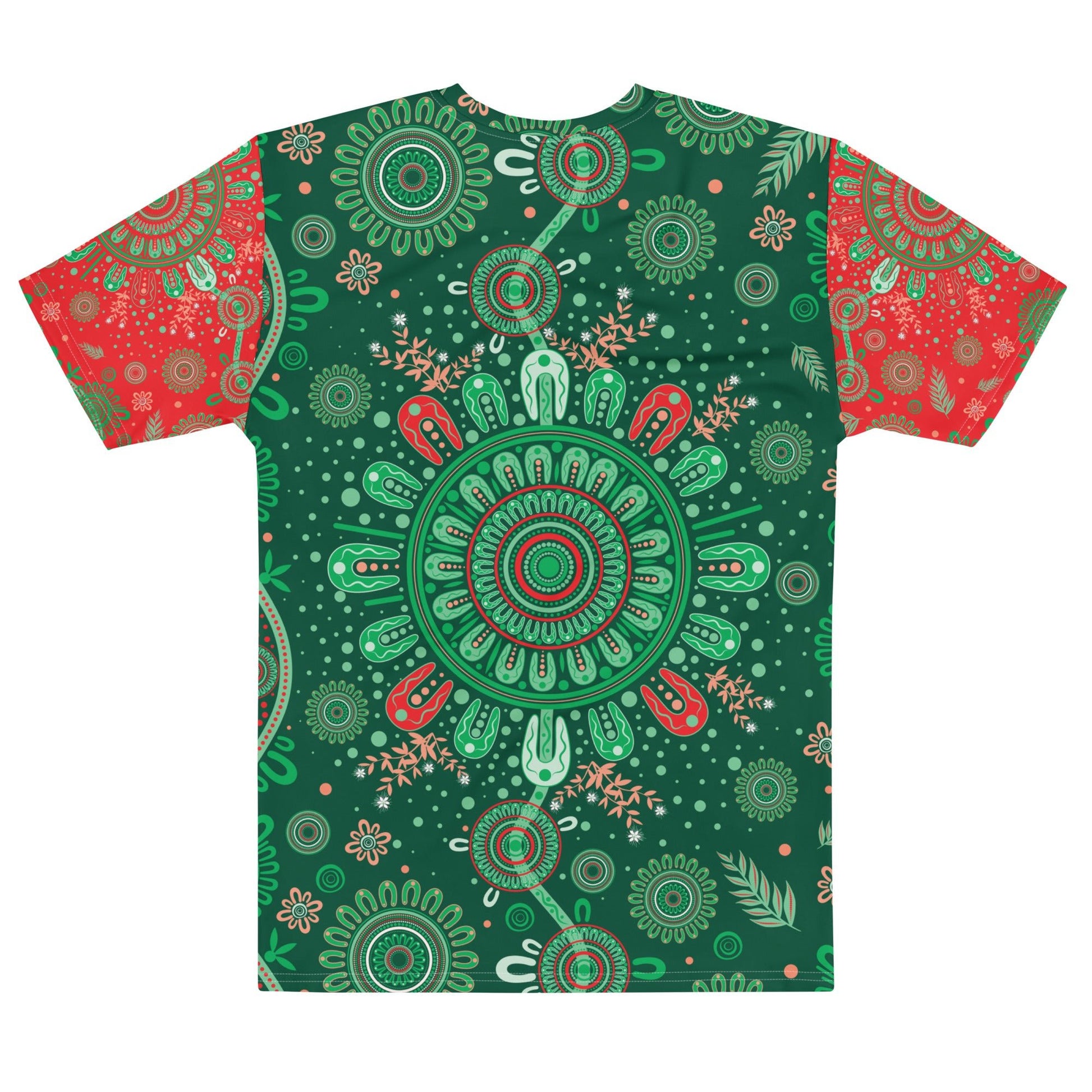 Men’s Christmas Cotton Crew Neck T-Shirt - Aboriginal Art by Lani