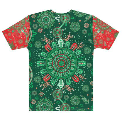 Men’s Christmas Cotton Crew Neck T-Shirt - Aboriginal Art by Lani