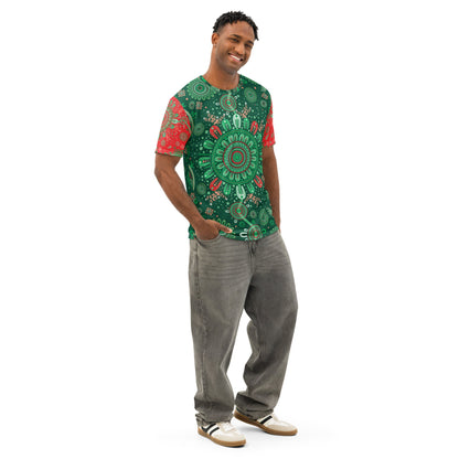 Men’s Christmas Cotton Crew Neck T-Shirt - Aboriginal Art by Lani