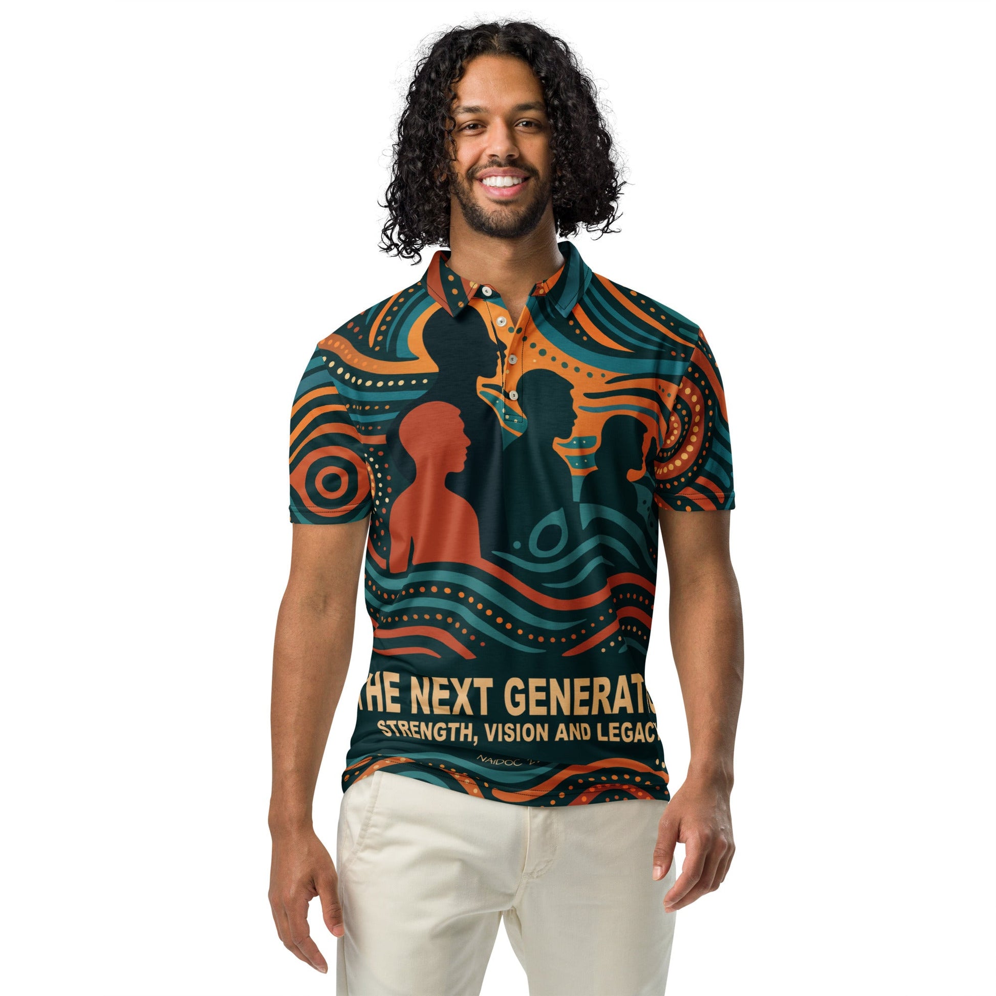 NAIDOC 25 Echoes of the Past, Vision for the Future Polo Shirt - Aboriginal Art by LaniPolo Shirt