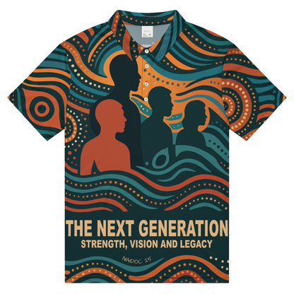 NAIDOC 25 Echoes of the Past, Vision for the Future Polo Shirt - Aboriginal Art by LaniPolo Shirt