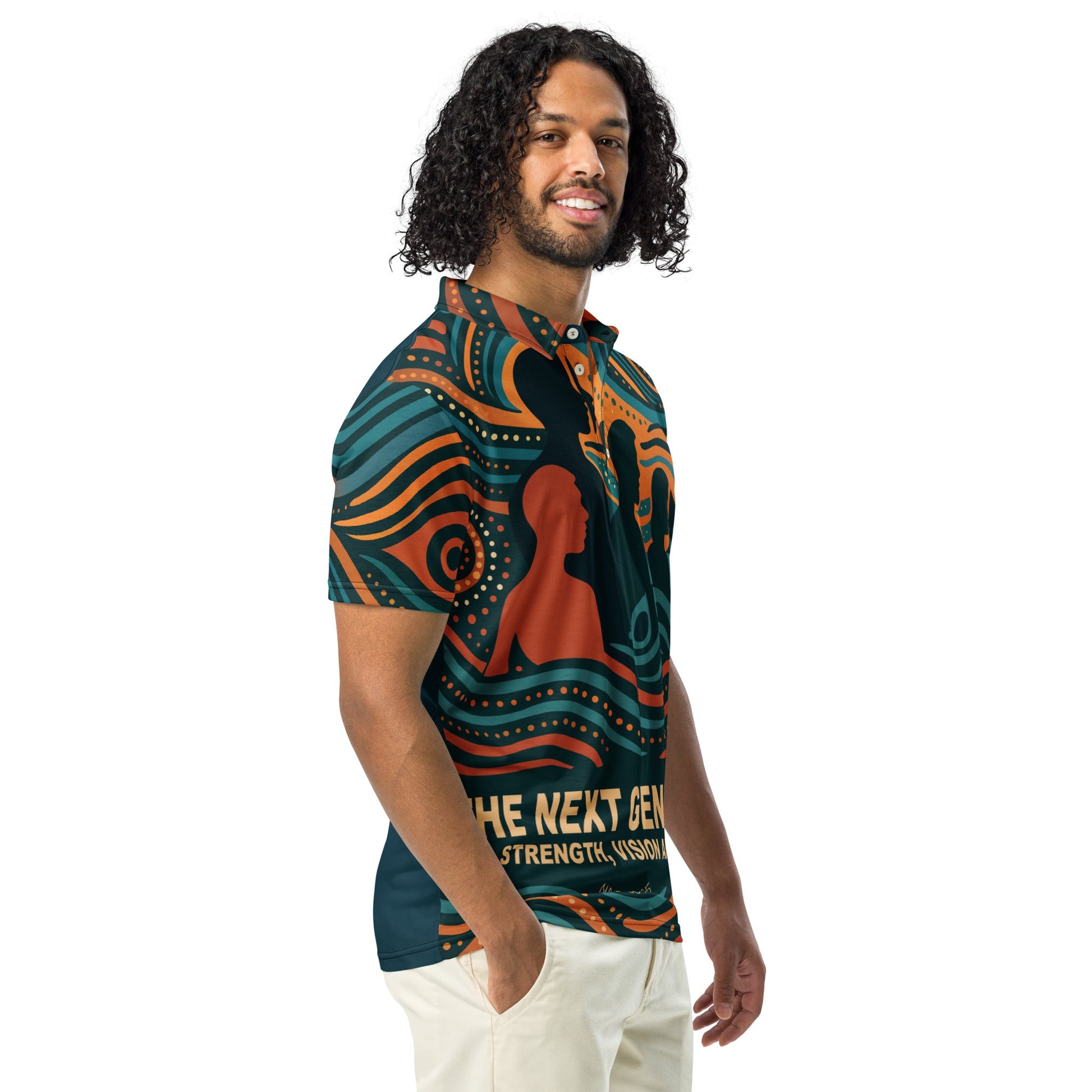 NAIDOC 25 Echoes of the Past, Vision for the Future Polo Shirt - Aboriginal Art by LaniPolo Shirt