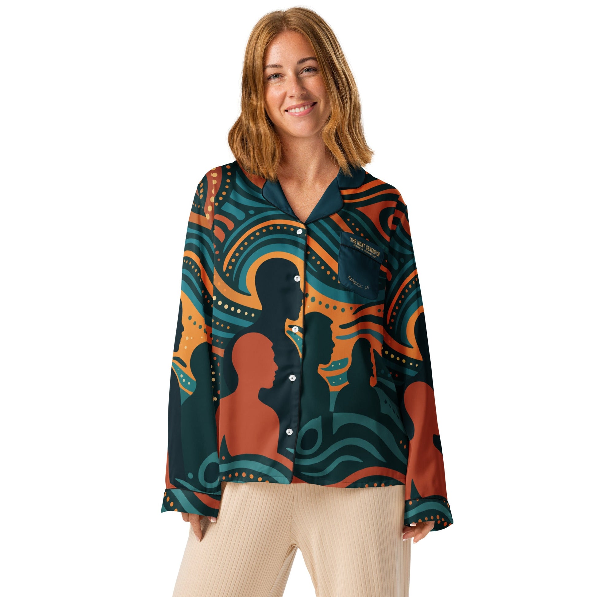NAIDOC 25 "The Next Generation" Women’s Long Sleeve Pyjama Top - Aboriginal Art by Lani