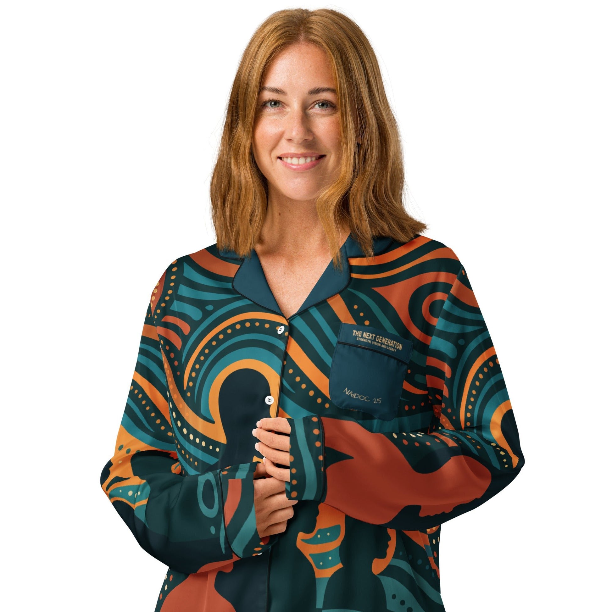 NAIDOC 25 "The Next Generation" Women’s Long Sleeve Pyjama Top - Aboriginal Art by Lani