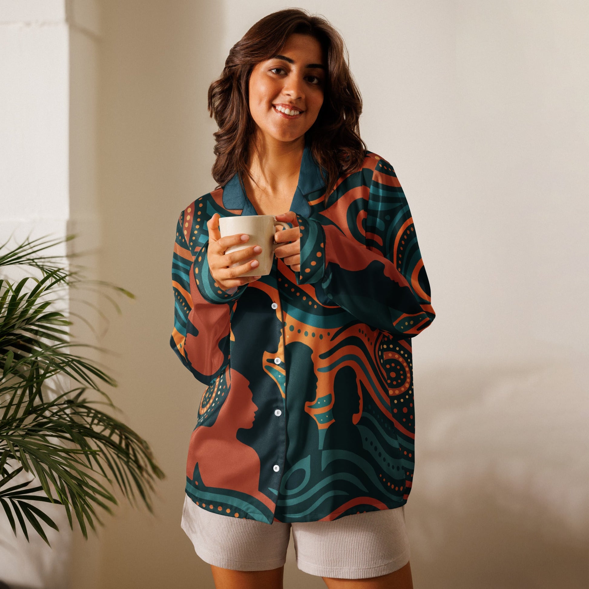 NAIDOC 25 "The Next Generation" Women’s Long Sleeve Pyjama Top - Aboriginal Art by Lani