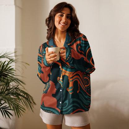 NAIDOC 25 "The Next Generation" Women’s Long Sleeve Pyjama Top - Aboriginal Art by Lani