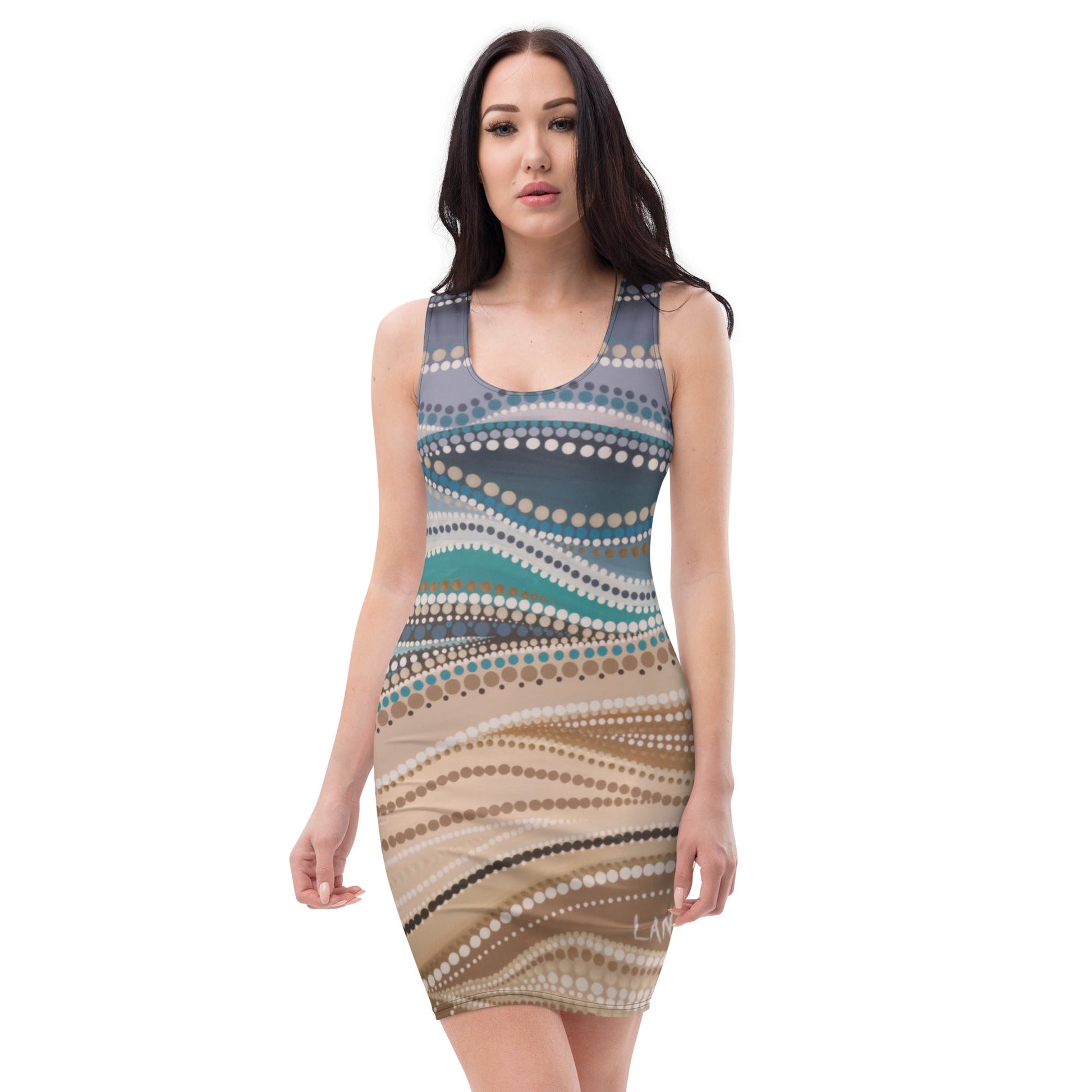 Aboriginal Clothing - Three Rivers Collection Women's Dress Aboriginal Art by Lani Aboriginal Clothing - Three Rivers Collection Women's Dress Aboriginal Art by Lani