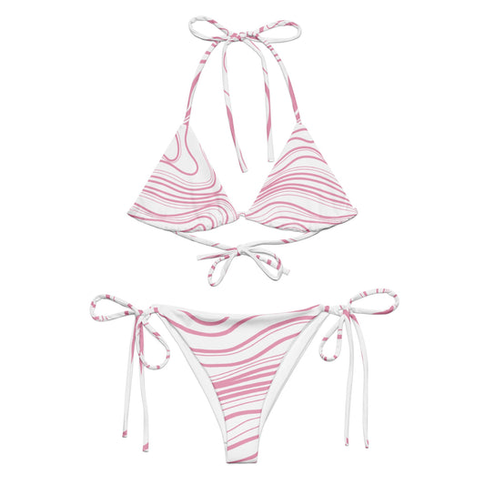Waves of Water, Currents of Life Bikini Set - White and Pink - Aboriginal Art by LaniBikini