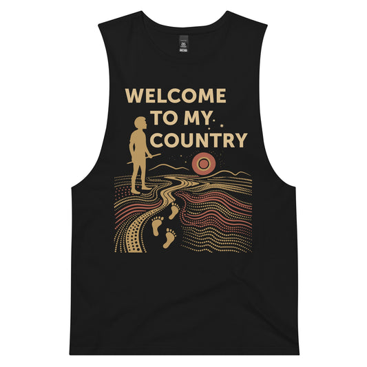 “Welcome to MY Country” Men’s Tank - Aboriginal Art by Lani