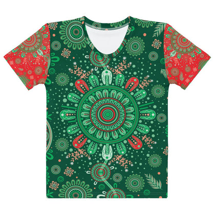 Women’s Christmas Cotton Crew Neck T-Shirt - Aboriginal Art by Lani