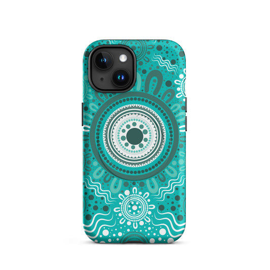 "Woven Together" Aqua MagSafe® Tough Case for iPhone® - Aboriginal Art by Lani