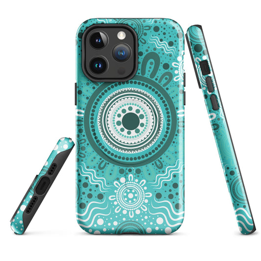 "Woven Together" Aqua MagSafe® Tough Case for iPhone® - Aboriginal Art by Lani