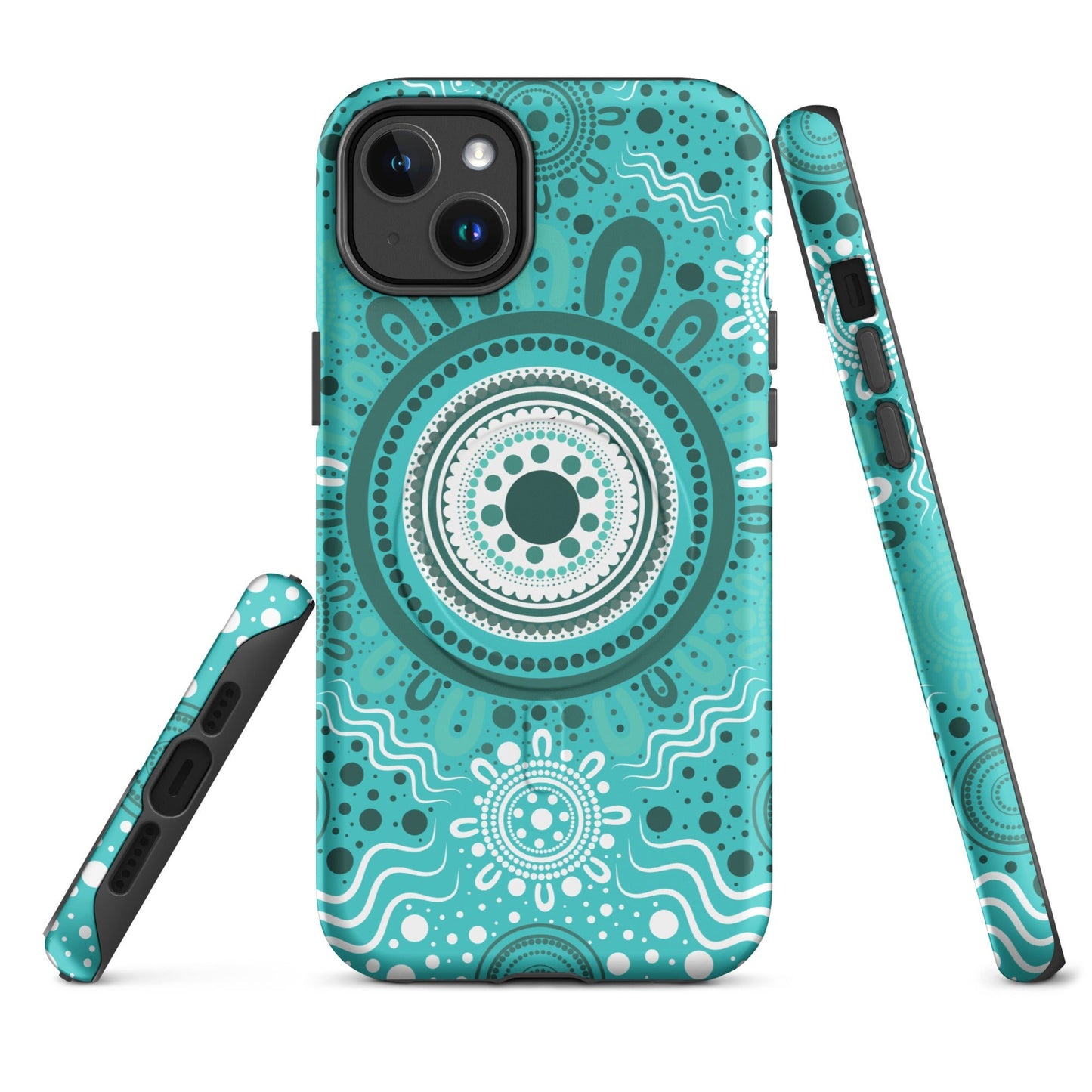 "Woven Together" Aqua MagSafe® Tough Case for iPhone® - Aboriginal Art by Lani