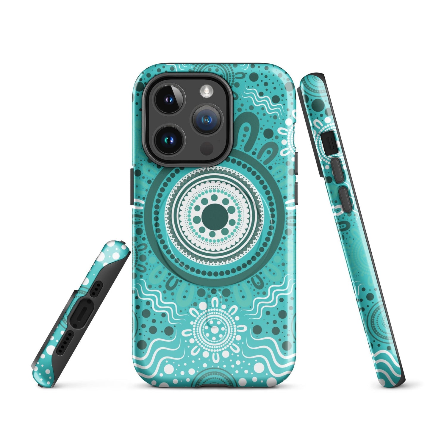 "Woven Together" Aqua MagSafe® Tough Case for iPhone® - Aboriginal Art by Lani