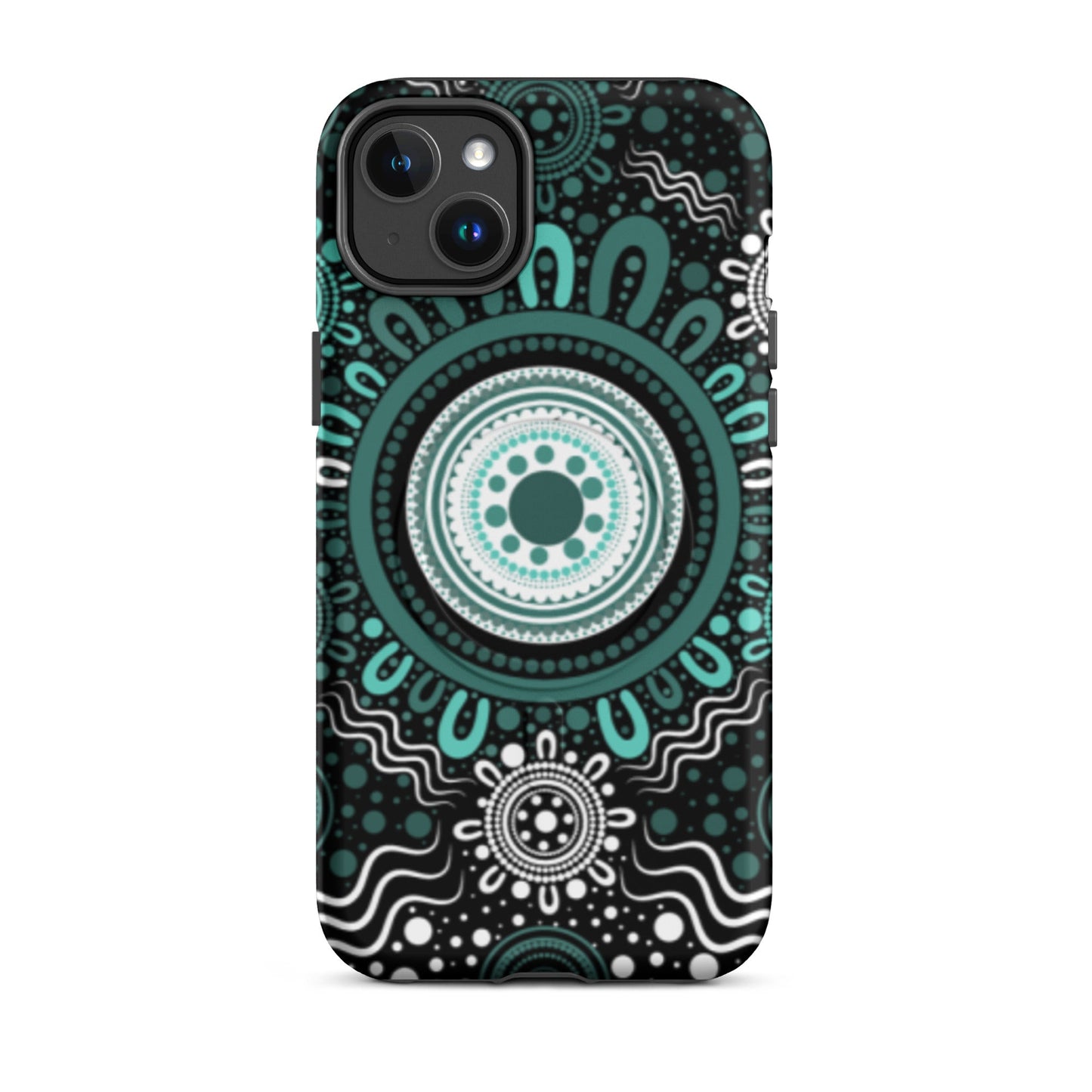 "Woven Together" Black and Aqua MagSafe® Tough Case for iPhone® - Aboriginal Art by Lani