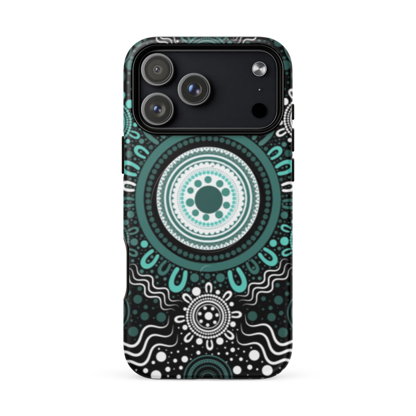 "Woven Together" Black and Aqua MagSafe® Tough Case for iPhone® - Aboriginal Art by Lani