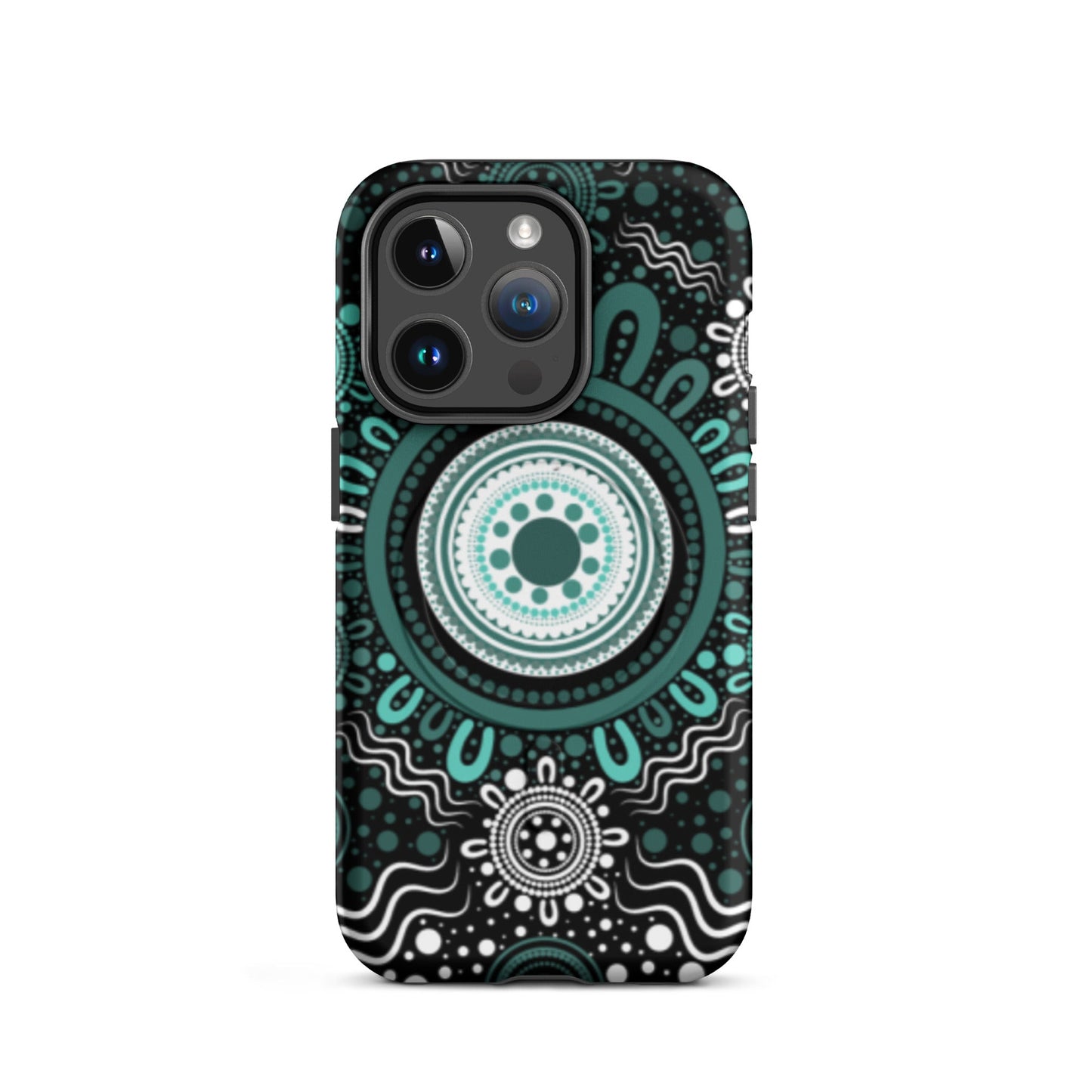 "Woven Together" Black and Aqua MagSafe® Tough Case for iPhone® - Aboriginal Art by Lani