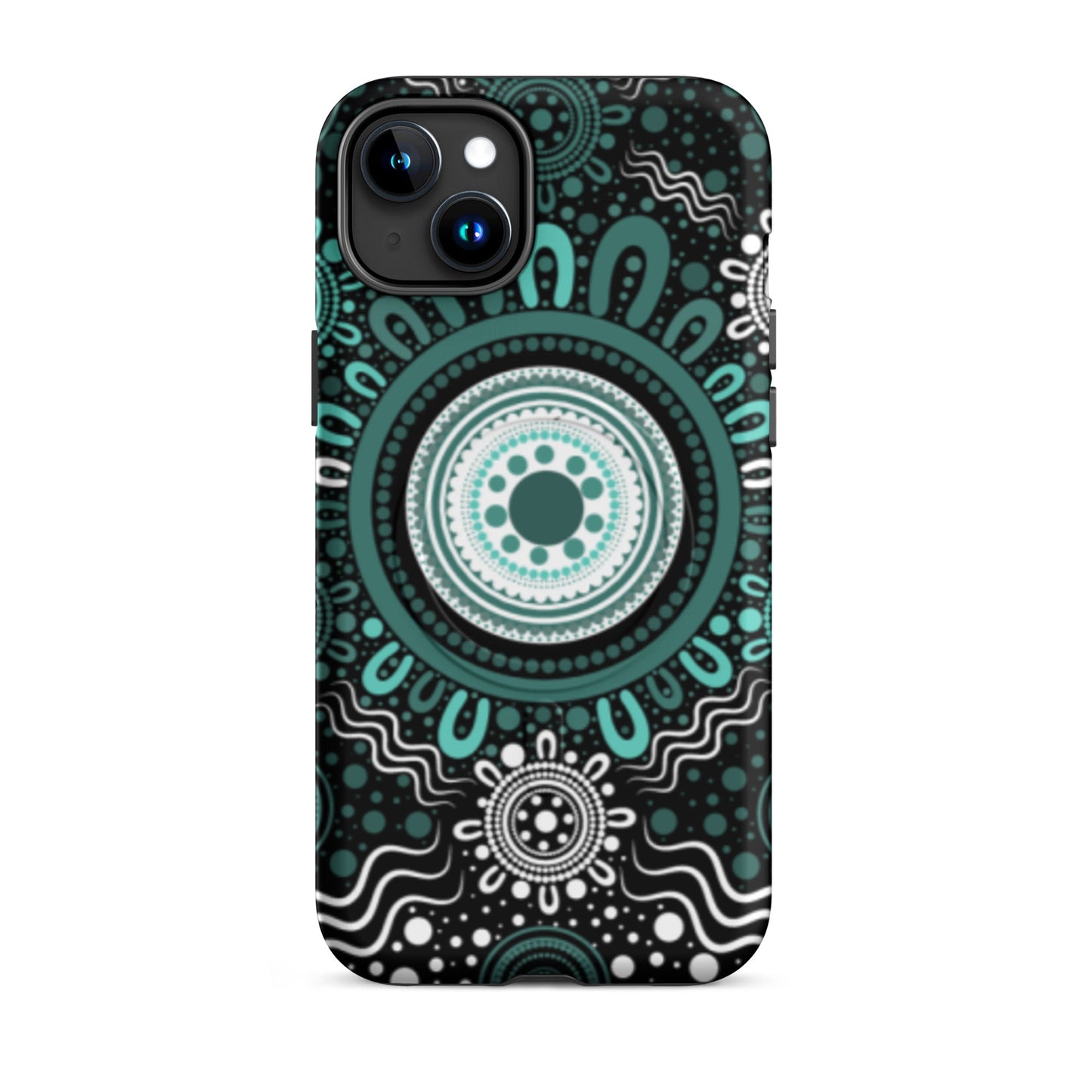"Woven Together" Black and Aqua MagSafe® Tough Case for iPhone® - Aboriginal Art by Lani