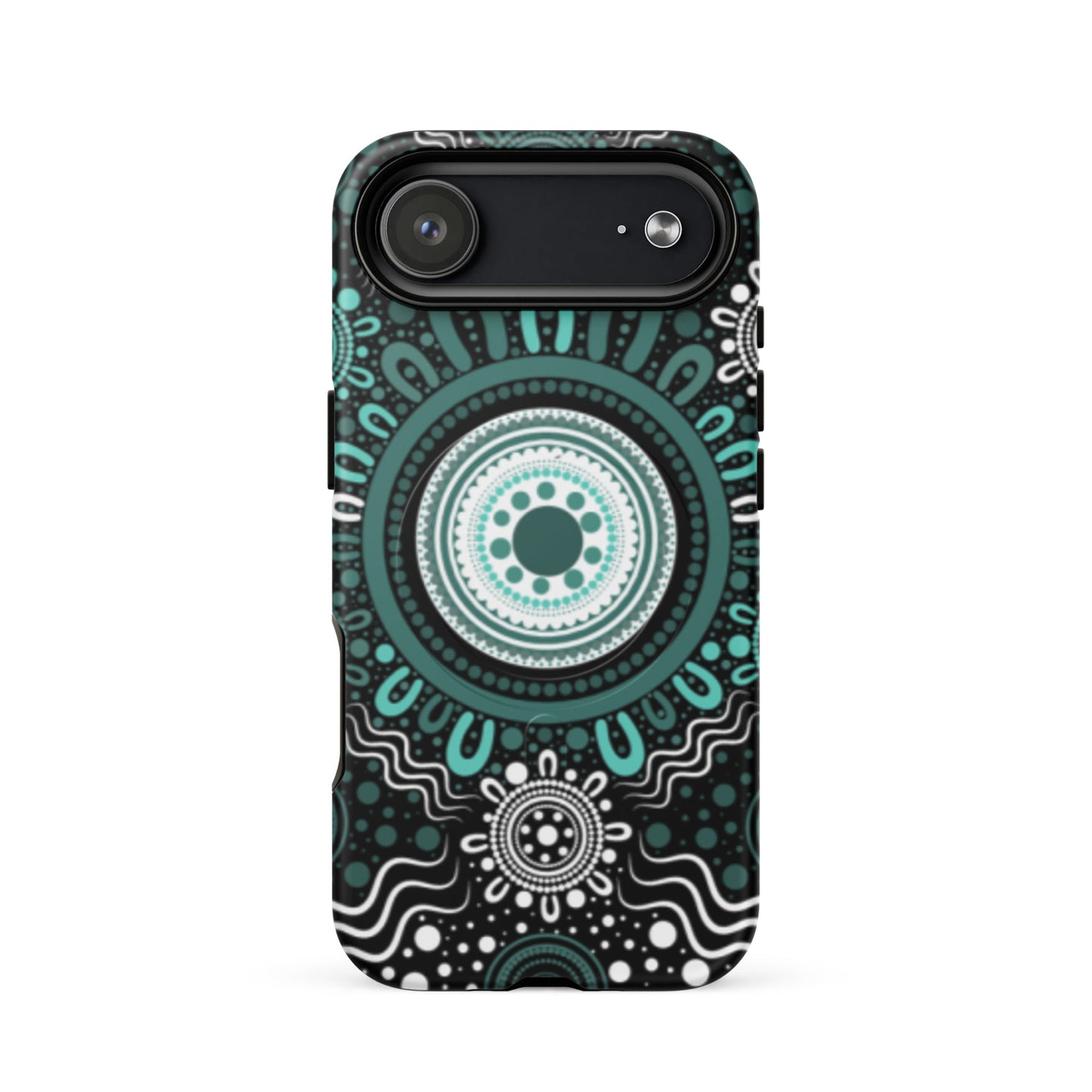 "Woven Together" Black and Aqua MagSafe® Tough Case for iPhone® - Aboriginal Art by Lani