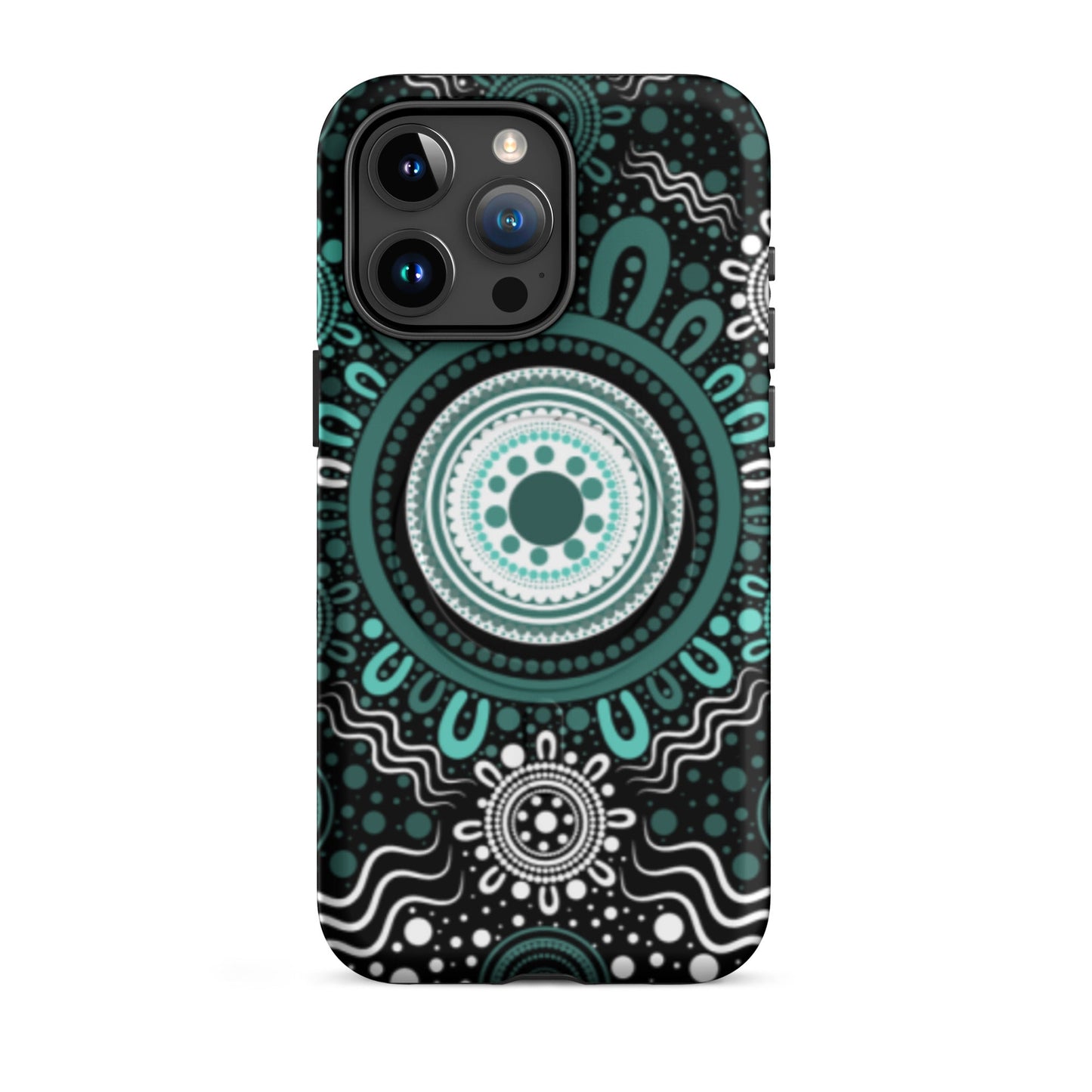 "Woven Together" Black and Aqua MagSafe® Tough Case for iPhone® - Aboriginal Art by Lani
